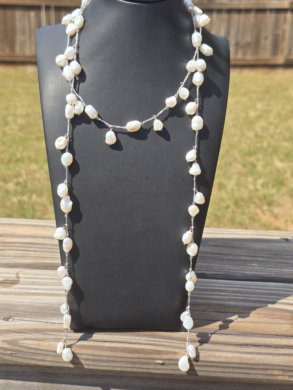 ✨ Stunning Estate Boutique Open End-to-End Baroque Pearl Scarf Lariat ✨